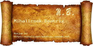 Mihalicsek Beatrix névjegykártya